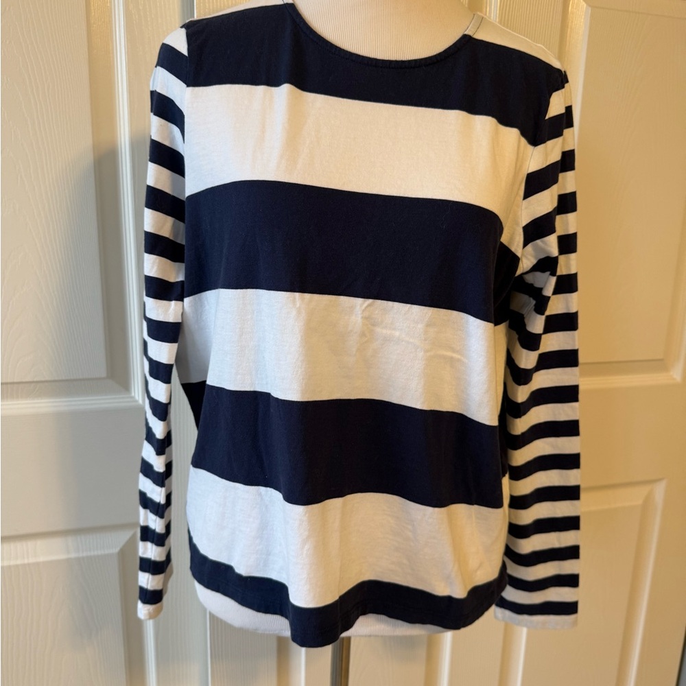 Women’s Boden Blue White Stripe Shirt Top Long Sleeve Size 8